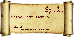 Sztari Kálmán névjegykártya